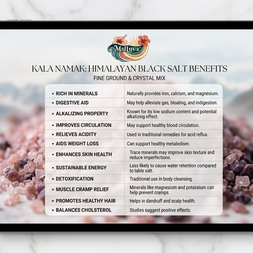 Kala Namak: Premium Himalayan Black Salt (Fine Ground & Crystal Mix)
