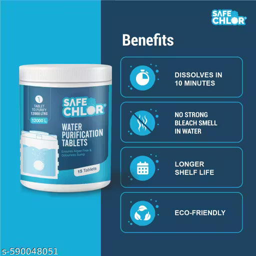 Safe Chlor Chlorine Tablets for 12000L Sumps and WaterTanks (15 Tablets)